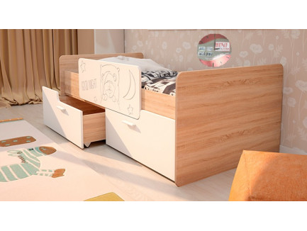 Детская кровать Умка К-001 с ящиками и бортиком МДФ, спальное место 160х80 см